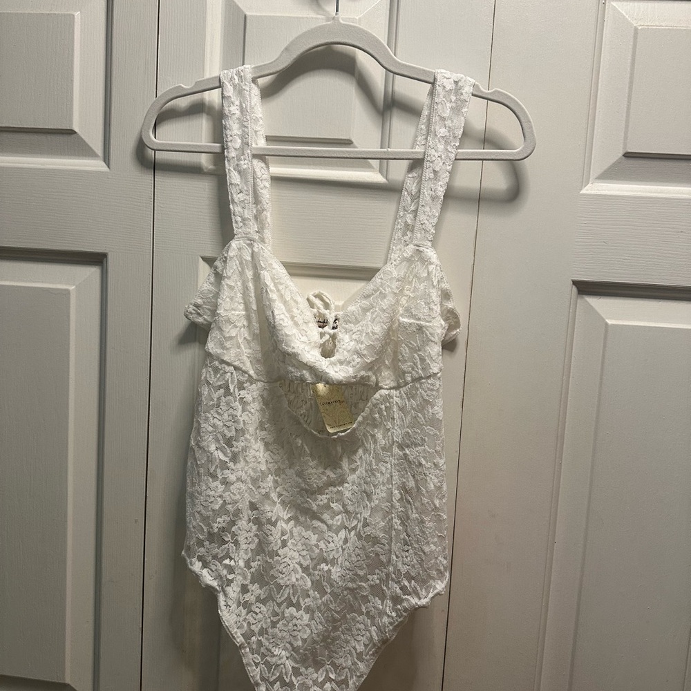 Free People White Lace Bodysuit